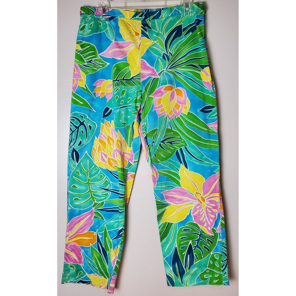 Ralph Lauren Tropical Jungle Floral Cropped Pants Watercolor Wild 12 Maximalist